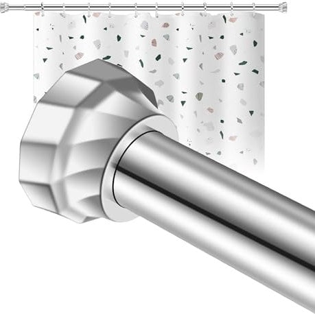 Silver Shower Curtain Pole 70-145cm,2.5cm Diameter Adjustable Spring tension Stainless Steel Telescoping Pole for Bathroom, Easy Install, No Rust