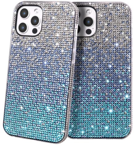 ERDARARIPRO Bling Case for iPhone X/XS/10, Luxury Glitter Sparkly Diamond Three Color Gradient Cover TPU Anti-Fall Protective Phone Case for Women & Girls Gradient Blue