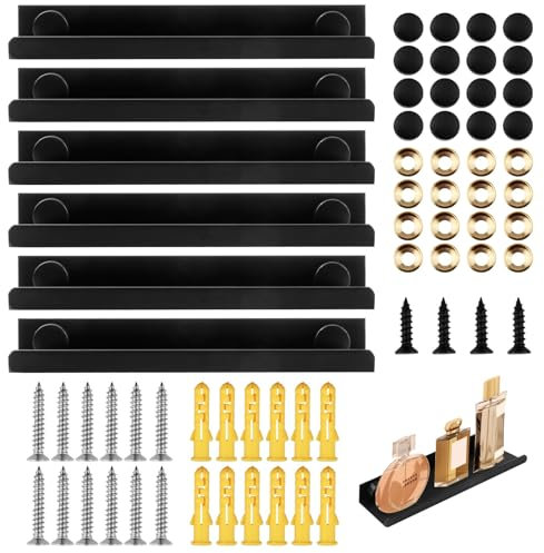 LANAFAY 6Pack Vinyl Wall Mount, Black Metal Vinyl Holder Record Display, Floating Shelves for Vinyl Record, Shelf Record Wall Mounted Stand, Shelf Wall Mount for Vinyl Record Storage in Office Home