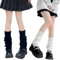BENIFILE 2 Pairs White Black Leg Warmers 80s Y2k Ribbed Knit Legwarmers for Women Girls Ladies Leg Warmer UK Womens Fashion Ankle Warmers for Ballet Yoga Dance Ice Skating (40CM)