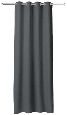 Rollmayer LuxShade Exklusiv Verdunkelungsvorhang Ösen (Graphit, B140xH240) – Moderner Thermovorhang, Blickdicht, pflegeleicht & langlebig, 1 Stück