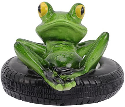 Happyyami Schwimmende Froschfigur Gartenteich Pool Deko Harz Wetterfest Lebendige Gartenfigur Teichdekoration Außenbereich Spaßige Teichfigur Fürs Wasser