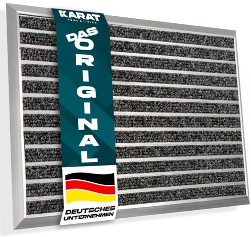 KARAT Fußmatte „Spectral“ mit Aluminiumrahmen für innen & außen - rostfrei & wetterfest - Haustür Fußabtreter - Türmatte Eingangsmatte (Textilfaser Rips. 47 x 68 cm)