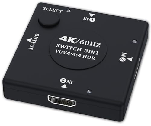 Leloco HDMI Switch HDMI Splitter 3 in 1 Out, 4K@60Hz Verteiler Supports HD 4K 3D 1080P(Es kann Immer nur EIN Monitor gleichzeitig anzeigen), Gilt für PS5/4, Xbox, TV, DVD usw.