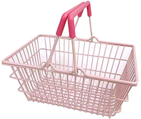 Tyenaza Table Storage Basket, Iron Sturdy Stable Oil Paint Beautiful Portable Storage Basket for Bedroom Organizing, Fabric Storage