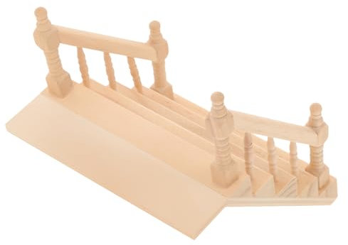 HEALSOPTHY Miniatur Holztreppe mit Handlauf Unlackiertes Treppenmodell für Puppenhäuser DIY Möbelzubehör für Kreative Wohnaccessoires und Mikro Landschaften
