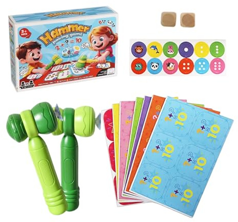 Jeu éducatif pour Les mathématiques - Jeu de 20,3 cm - ABS - Jeu de société arithmétique interactif avec Cartes Marteau, dés pour, Salle de Classe, étude à Domicile, Anniversaire, Noël, Cadeau