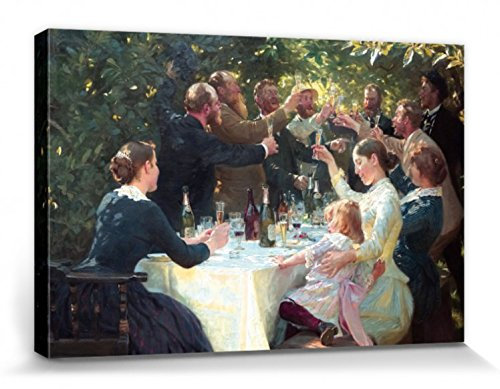 1art1 Peter Severen Kroyer Poster Hip, Hip, Hurra! Künstlerfest In Skagen, 1888 Bilder Leinwand-Bild Auf Keilrahmen | XXL-Wandbild Poster Kunstdruck Als Leinwandbild 120x80 cm