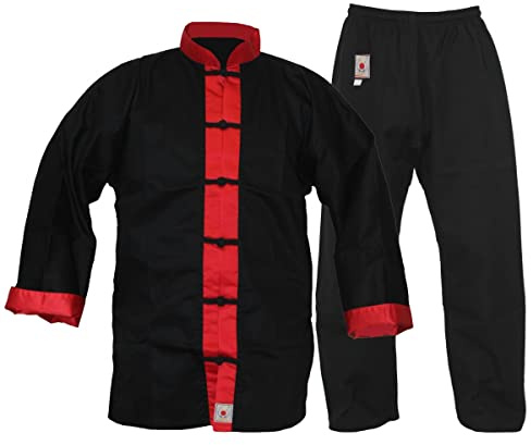 Budodrake Kung Fu Anzug Shaolin Master schwarz/rot (190)
