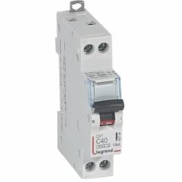 407704 Disjoncteur unipolaire + neutre 40A - 1P+N Courbe C - 6/10kA - À vis - Legrand DX3