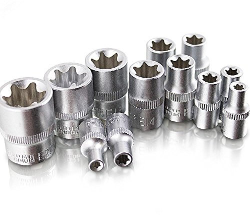 BITUXX 12 teiliges Nussatz Torx Vielzahn Innensechskant Bit Steck Nüsse Werkzeug Set