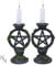 Nemesis Now B2539G6 Wiccan Pentagramm Kerzenständer Set mit 2 Kerzenhaltern 15 cm schwarz Harz