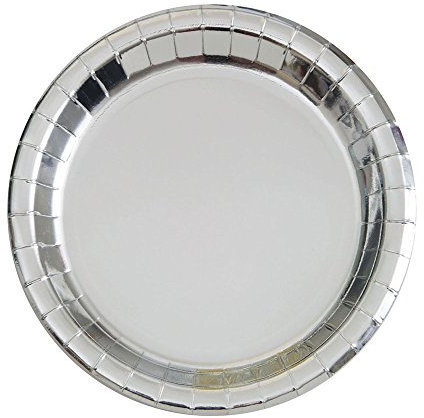 Unique Party 32284 - Assiettes en Carton - 18 cm - Couleur Argent Métallique - Paquet de 8