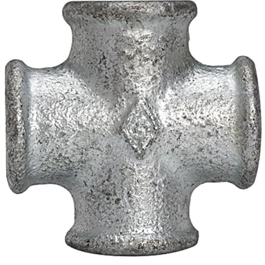RIEGLER 113011-TFK 180-10 Kreuzstück 180, 4 x IG, Rp 1, schwarzer Temperguss feuerverz., 1Stk