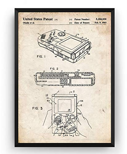Magic Posters Game Boy 1993 Patent Print - Gamer Gaming Poster Gift Vintage Blueprint Retro Video Games Room Wall Art Bedroom Original Decor Merchandise Classic Old - Frame Not Included