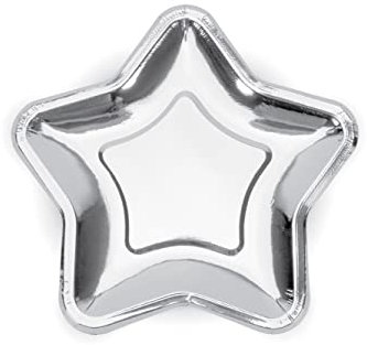 Luck and Luck Silver Star - Platos de Papel para Fiesta (6 Unidades), diseño de Estrella