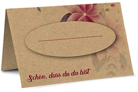 Partycards Tischkarten Geburtstag, Tischkarten Hochzeit, Tischdeko Hochzeit, Hochzeitsdeko Tisch - 50 Stück, Namensschilder, DIN A7, Platzkarten Kommunion, Namenskarten Konfirmation, Taufe