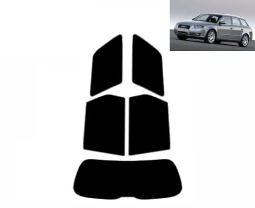 Passgenaue Tönungsfolie für-Audi A4 5-Türen Kombi 2001-2008 Heck/Seitenscheiben (35% Mittelschwarz)