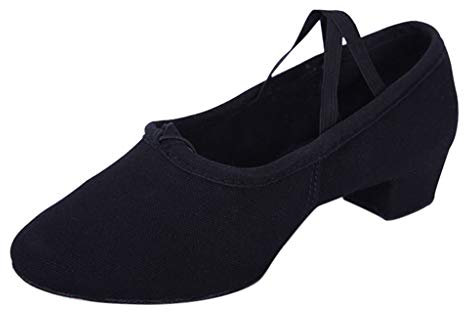 Tanzschuhe Damen Standard Trainingsschuh Mittelhohe Party Latein Salsa Tango Prinzessinnen Dance Schuhe Celucke (Schwarz, 41 EU)