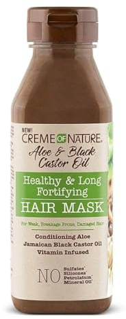 Creme of Nature Aloe & Black Castor Oil Healthy & Long Fortifying Hair Mask 12 oz, Brown, 355 ml