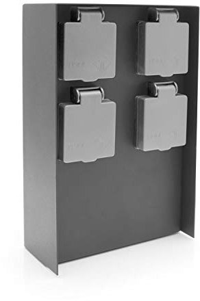 LED Universum Gartensteckdose aus Edelstahl, IP44 für außen, 23cm (Anthrazit 4-fach)