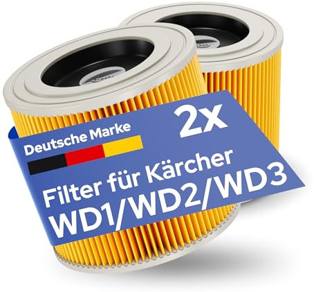 MILUX® Ersatzfilter [2x] für Kärcher Filter WD3 & WD2 Filter Staubsauger - Filter für Kärcher Staubsauger [WD3, WD2, WD1, MV3, MV2, A, K, KNT, NT, SE, VC] - Auch für Allergiker geeignet