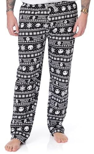 Disney The Nightmare Before Christmas Loungepants da uomo | Pantaloni pigiama per adulti Jack Skellington | Pantaloni neri con coulisse, Nero, M