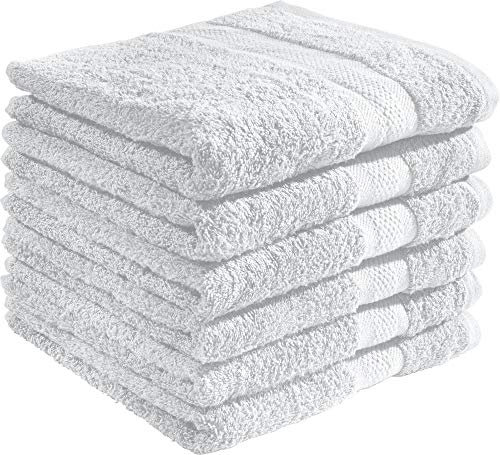 REDBEST Handtuchset, Frottierset 6er-Pack Chicago weiß Größe 50x80 cm - saugstark, strapazierfähig, ideal für Reisen, Sport (weitere Farben)