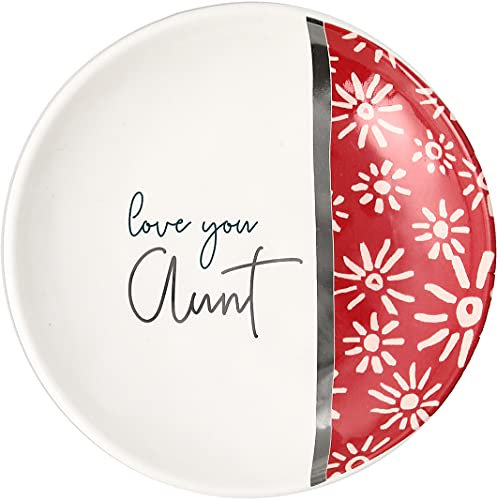 Pavilion Gift company Jewelry Dish, Stoneware, Pink, 4 Round