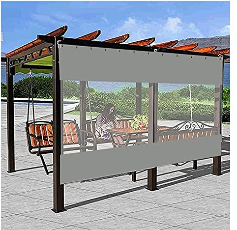 Rideau Extérieur, Panneau De Bâche Imperméable Robuste En PVC Avec Oeillets Anti-UV Magasin De Lavage De Voiture Transparent Rideau Imperméable , Personnalisable ( Couleur : Clear+grey , Taille : 1.8x