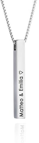 MYCLUSIV® Personalisierte Namenskette mit Gravur – Damen Halskette aus Edelstahl – Muttertagsgeschenk für Frauen & Mama – Individueller Schmuckanhänger (Silber)