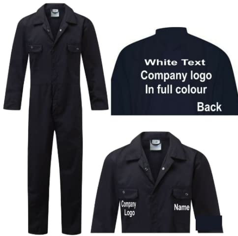 Personalised customise adult overalls custom printed coveralls workwear boiler suit in blue red Small - 3XL