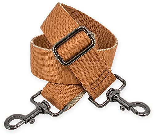 BENAVA Taschengurt für Taschen Camel Braun Verstellbar Karabiner Farbe Schwarz | Schultergurt für Handtaschen Bag Strap | Bunte Taschenhenkel Breit | Taschenriemen 75-135 cm