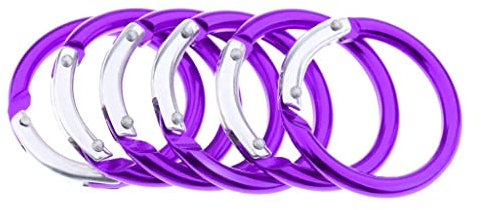 U/ D 3,8 cm, 38 mm, runder Karabiner, Karabinerhaken, Karabinerhaken, Karabinerhaken, Schlüsselanhänger, Schnalle für Camping, Schlüssel, Organizer, Wasserflaschenhalter, 6 Stück (lila)