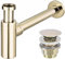 VBChome Waschtisch-Siphon + Click Clack Gold Universell Modern Elegantes Design Hochwertiger Flaschensiphon Einfache und Schnelle Montage Top Qualität