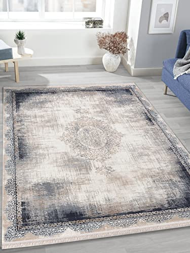 the carpet Delhi hochwertiger feiner Designer Teppich, qualitätvoll, edles Orient-Design, Blickfang, hohe Flordichte, Blau, 80 x 300 cm