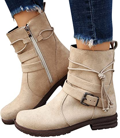 Kobilee Anfibi Donna Neri Autunnali Invernali Bassi Morbidi Stivali Calzino con Tacco Scamosciati Eleganti Chunky Ankle Chelsea Boots Anfibi Stringati Cowboy Comode Pelle Stivaletti