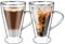 Vinsani CASA Double Walled Coffee Drink Glasses Tea Cup Mug 400ml Set of 2 Heat Cold Resistant Aesthetic Clear Borosilicate Glass with Handle Cappuccino Latte Tea Dessert Hot and Cold Drinks