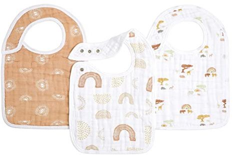aden + anais Baby Drool Lätzchen, weich und saugfähig, 100% Musselin-Baumwolle, verstellbares Bandana-Lätzchen-Set für Jungen und Mädchen, 3er-Pack, Keep Rising