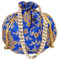 Purpledip Silk Potli Bag (Clutch, Drawstring Purse): Aufwendige Goldfaden & Pailletten-Stickerei Satchel für Damen, Blau (12602D), Blue Vines, Large