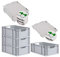 PROREGAL SuperSparSet 4x Eurobox NextGen Economy mit Scharnierdeckel & grünen Verschlüssen | Griffe offen | HxBxT 22x40x60cm | 44 Liter | Eurobehälter Transportbox Transportbehälter Stapelbehälter