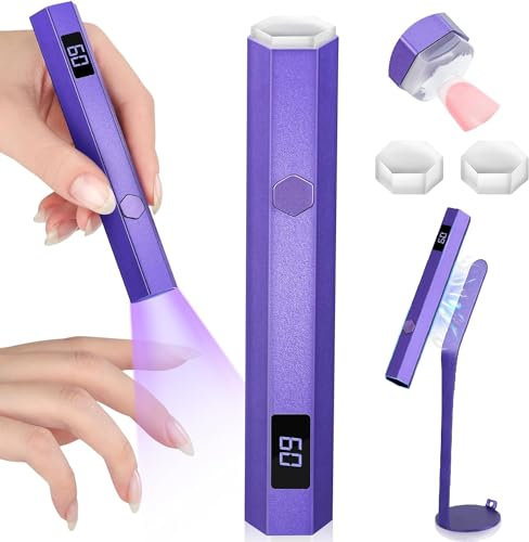 Saviland 2 in 1 UV Lampe für Gelnägel: Kleine Nagellampe & Nail Stamp Mit Magnetischem Ständer, Mini Wiederaufladbare LED UV Taschenlampe