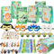 Tiere Party Mitgebsel, Dschungel Party Mitgebsel Set, 140 Stück,Partytüten, Bulk Spielzeug, Schlüsselanhänger, Armband, Wildtiermaske, temporäre Tattoo-Aufkleber usw. vorgefüllte Partytüten