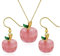 Schmuck-Set für Damen aus Naturstein, Halbedelstein, Frucht, Apfelform, Schmuck, Geschenke, niedliche Apfel-Ohrringe und Halskette, One size, Stein, Kein edelstein