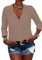Zitiki Chemisier élégant pour Femme - Col en V - Chemise boutonnée - Manches Longues - Mousseline de Soie - Bureau - Décontracté -, Kaki, M