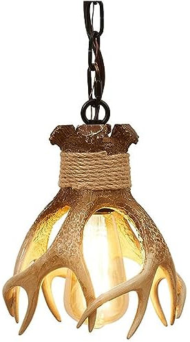 Wylolik Vintage-Hängelampe, kreatives Droplight, rustikales Geweih, dekorative Hängelampen für Kücheninsel, Deckenleuchter, Beleuchtungskörper für Esszimmer, Foyer, Lampe mit verstellbarer Kette, 17 x
