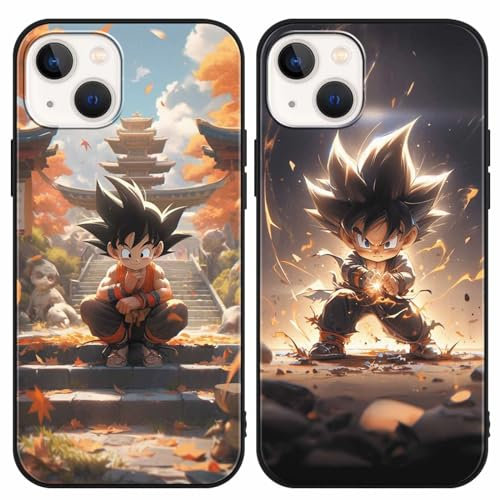 PBNDJVG [2 Piezas Anime Funda para Apple iPhone 15 6.1'', Cover Patrón Fine Diseño Carcasa Anti-Choques Suave Negro TPU Protectora Case Animadas Fundas, Negro1