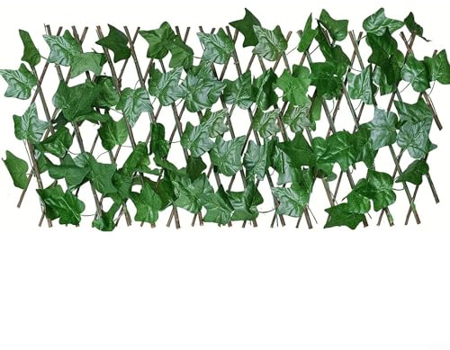 Zoegneer Künstlicher Efeu, verstellbar, erweiterbar, Zaun, Sichtschutz, Zaunteiler, Wanddekoration, 1 Stück