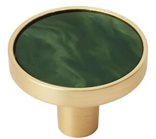 Amerock 2PK36971EMG Accents Round Cabinet Knob | Furniture Knob | Gold/Emerald Green Decorative Drawer Pull
