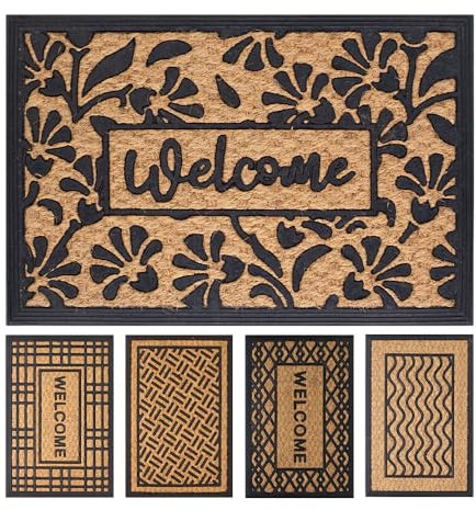 OLIVO.shop | PROMO Zerbino in cocco intrecciato e gomma, tappeto ingresso casa rettangolare 40x60 cm (DISEGNO 4 RETT)